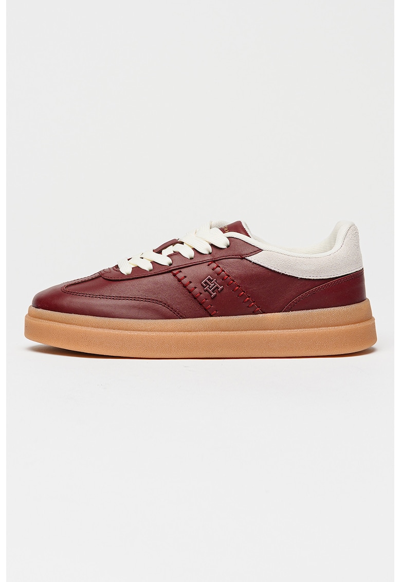 Pantofi sport Court low-cut cu monograma - Visiniu/Caramel/Alb murdar