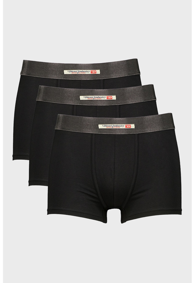 Set de boxeri cu banda logo in talie Damien - 3 perechi - Negru/Gri inchis