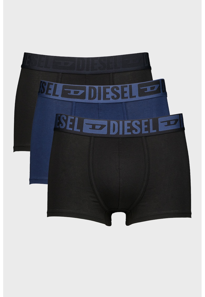 Set de boxeri cu banda logo in talie Mike - 3 perechi - Negru/Albastru inchis