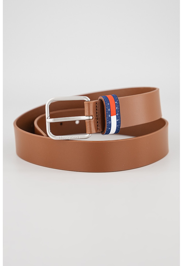 Curea de piele cu logo Ryan - Maro cognac