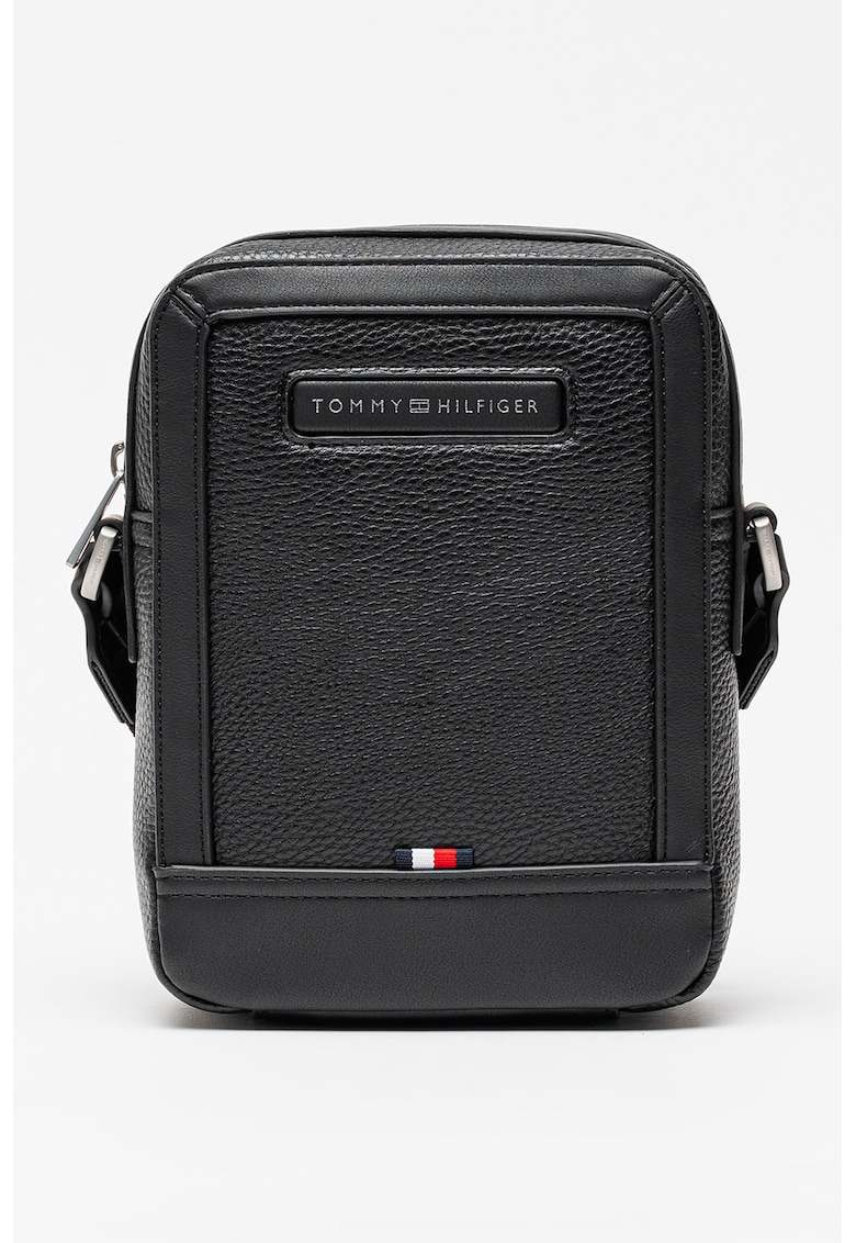 Geanta crossbody de piele ecologica cu logo Central - Negru