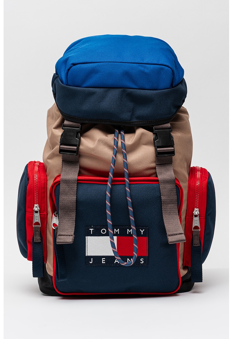 Rucsac din material textil cu model colorblock Archive - Rosu/Negru/Albastru