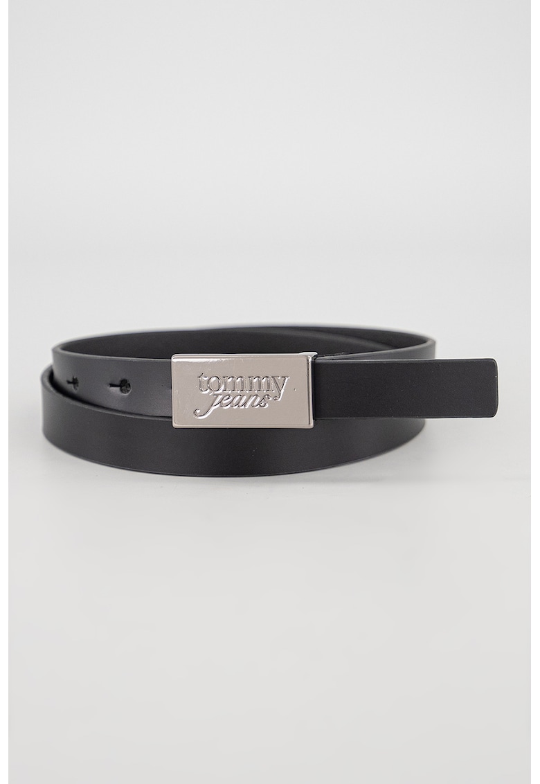 Curea de piele Script Plaque - Negru