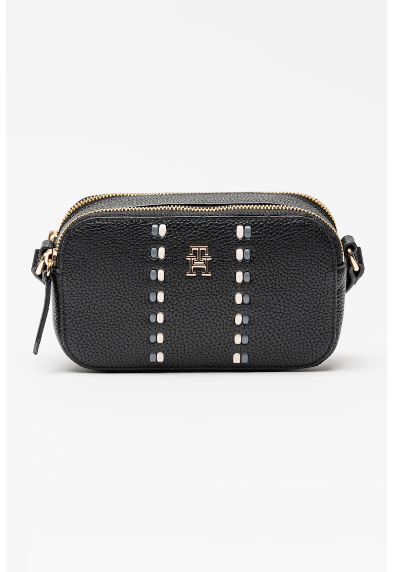 Geanta crossbody cu 2 compartimente Timeless - Alb/Negru/Gri inchis