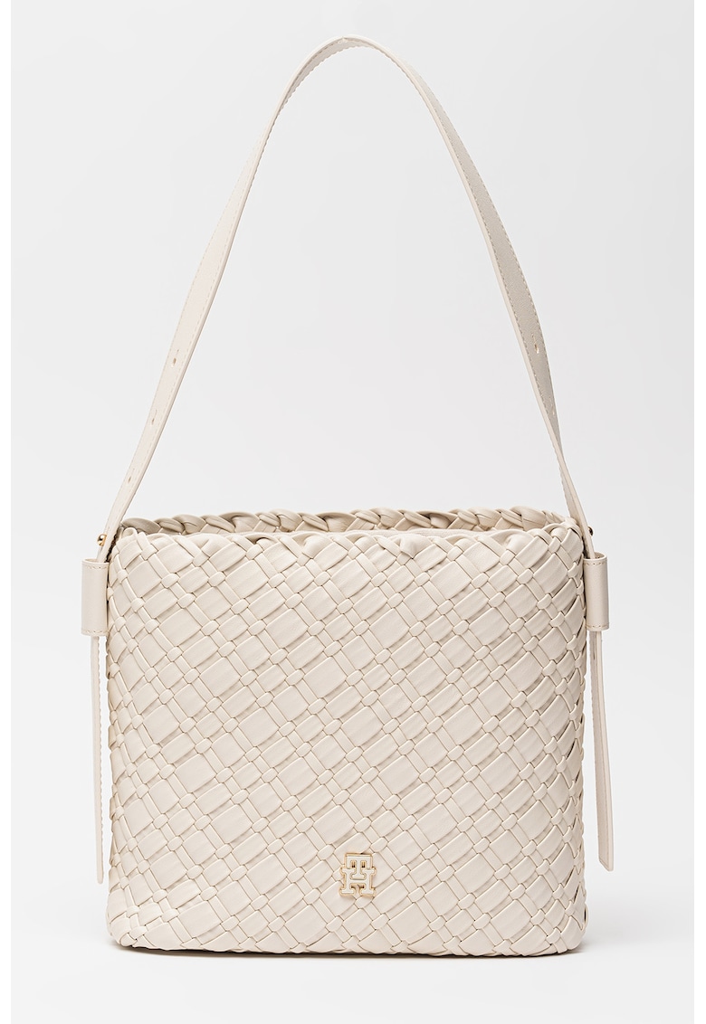 Geanta de umar cu aspect impletit - Crem