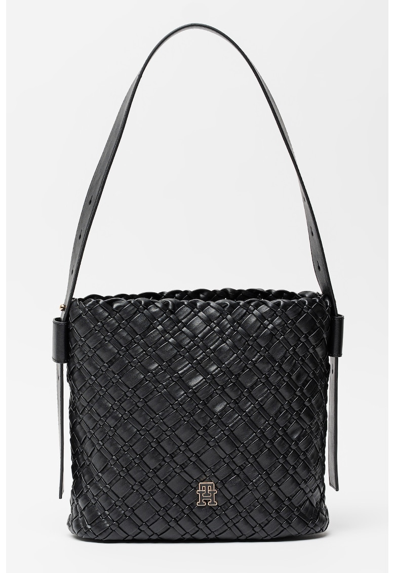 Geanta de umar cu aspect impletit - Negru