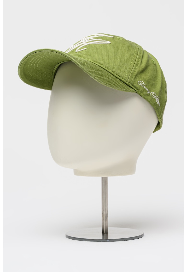 Sapca de bumbac organic cu monograma brodata - Verde sparanghel