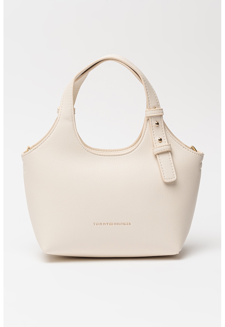 Geanta de piele ecologica cu maner si bareta detasabila - Alb murdar