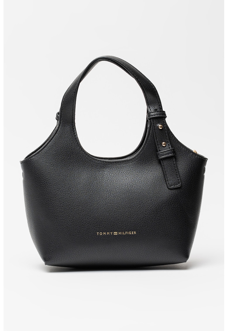 Geanta de piele ecologica cu maner si bareta detasabila - Negru