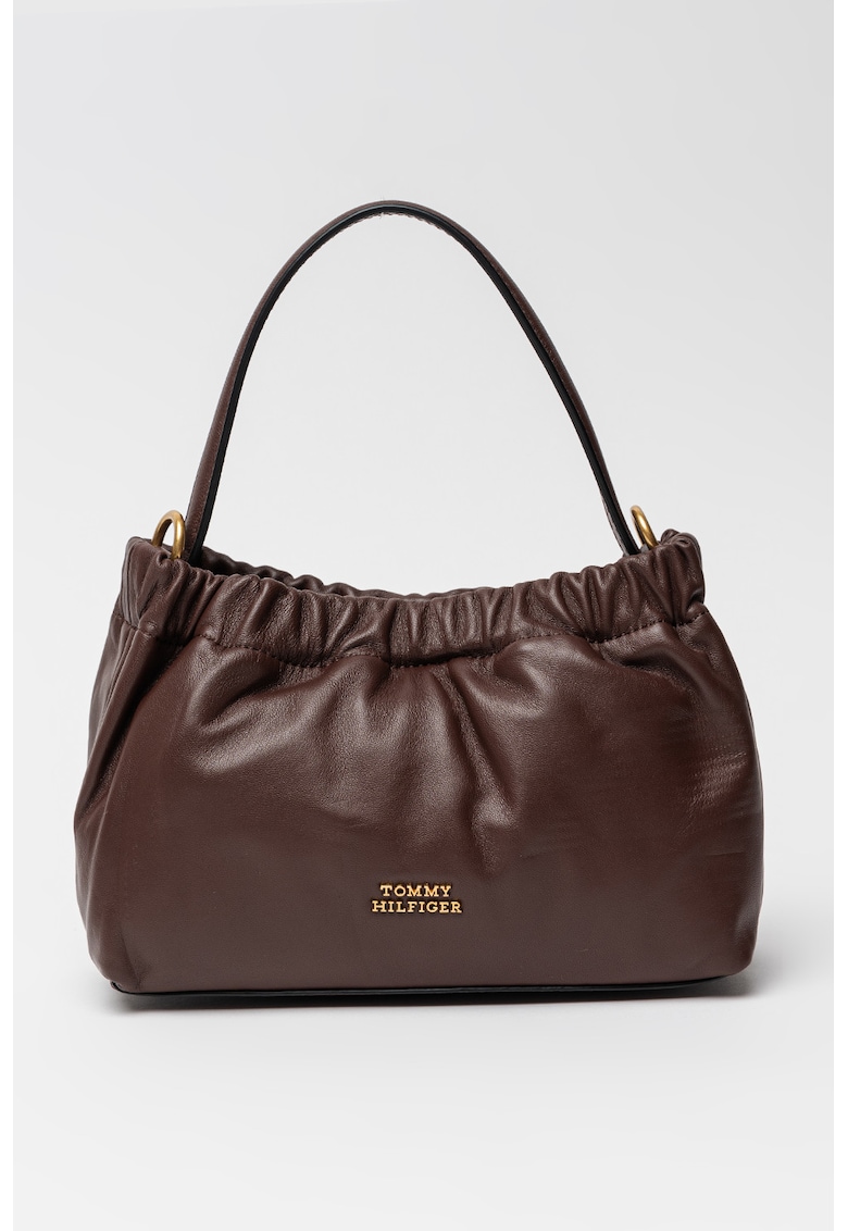 Geanta crossbody uni de piele - Maro cognac