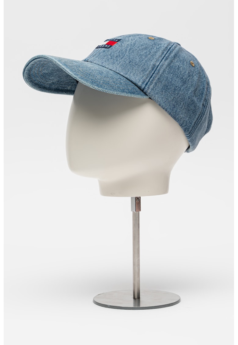 Sapca din denim cu logo - Albastru melange