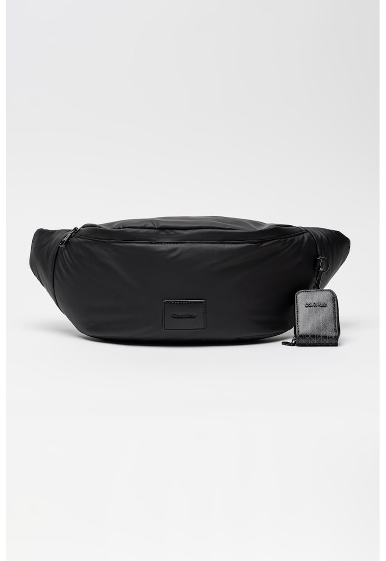 Borseta cu fermoar si logo - Negru