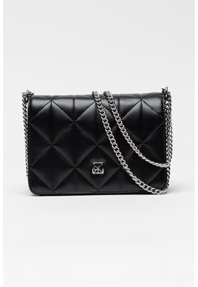 Geanta crossbody mica matlasata de piele ecologica - Negru