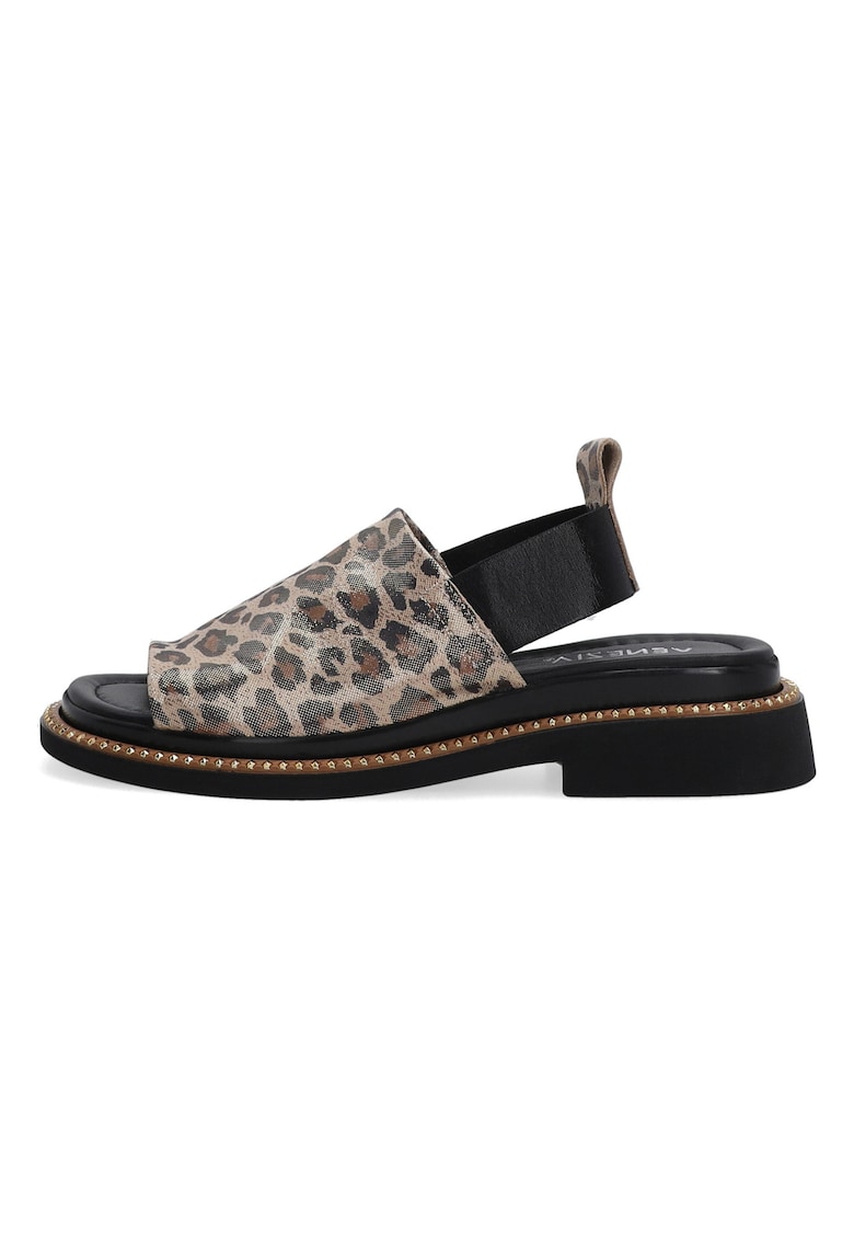 Sandale din piele cu animal print