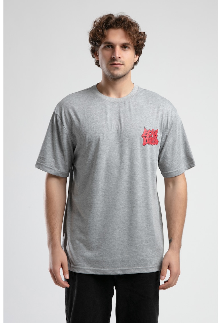 Tricou cu logo si decolteu la baza gatului - BRYANT - Gri - Gri