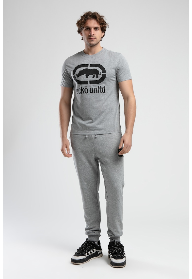 Tricou cu logo si decolteu la baza gatului - MARC - Gri