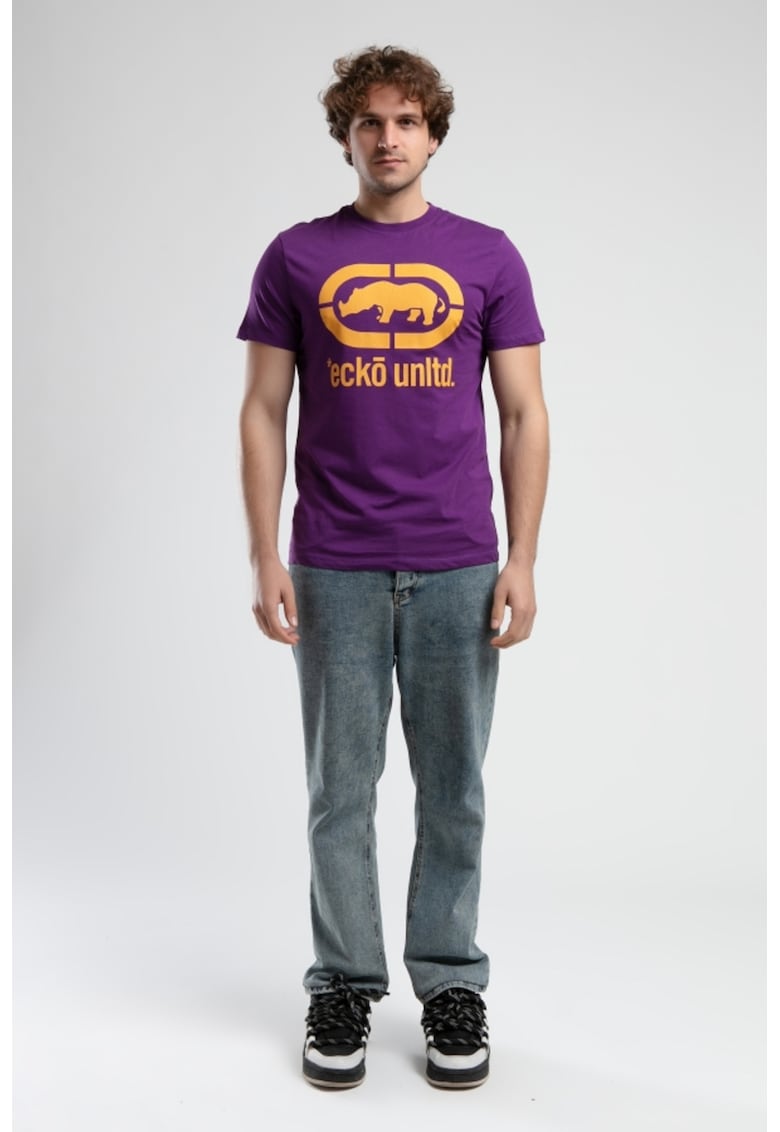 Tricou cu logo si decolteu la baza gatului - MARC - Gri