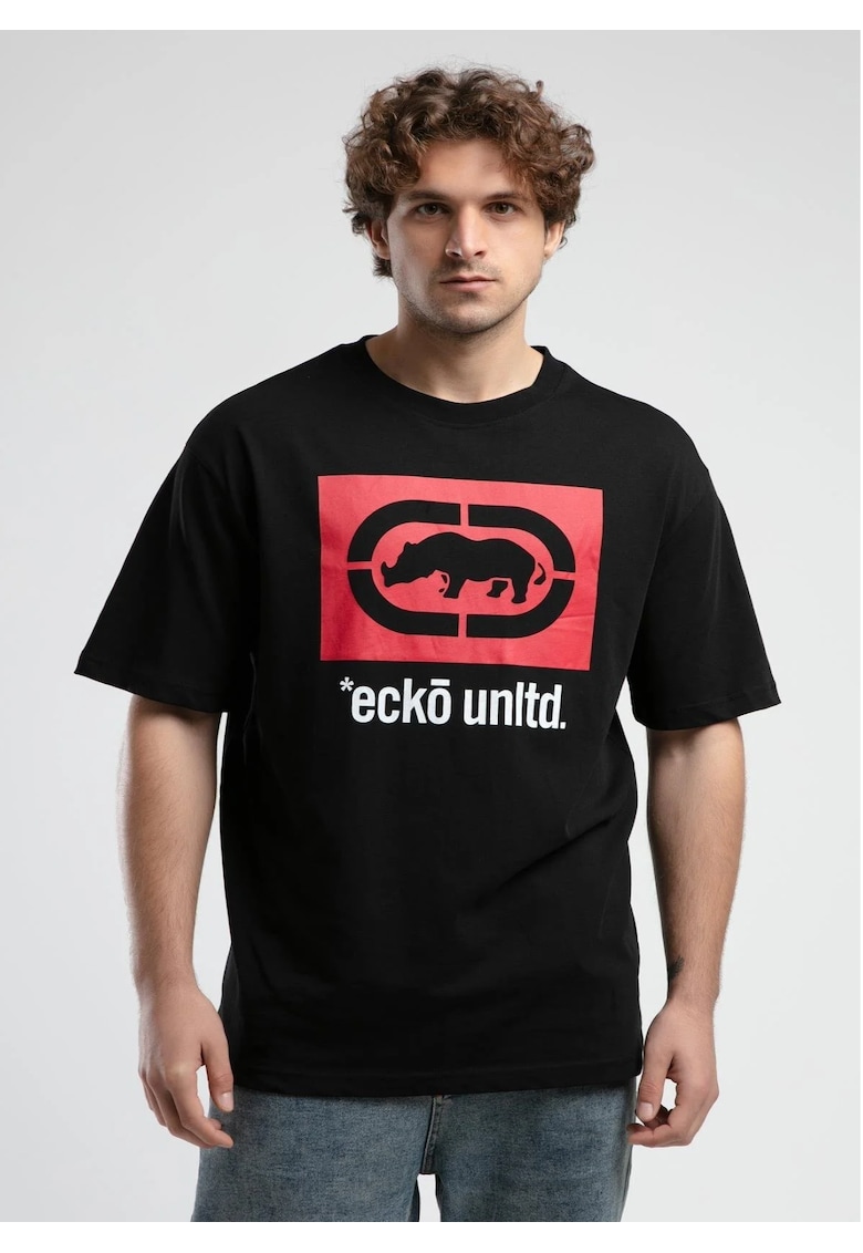 Tricou cu logo si decolteu la baza gatului - ITHACA - Gri - Gri