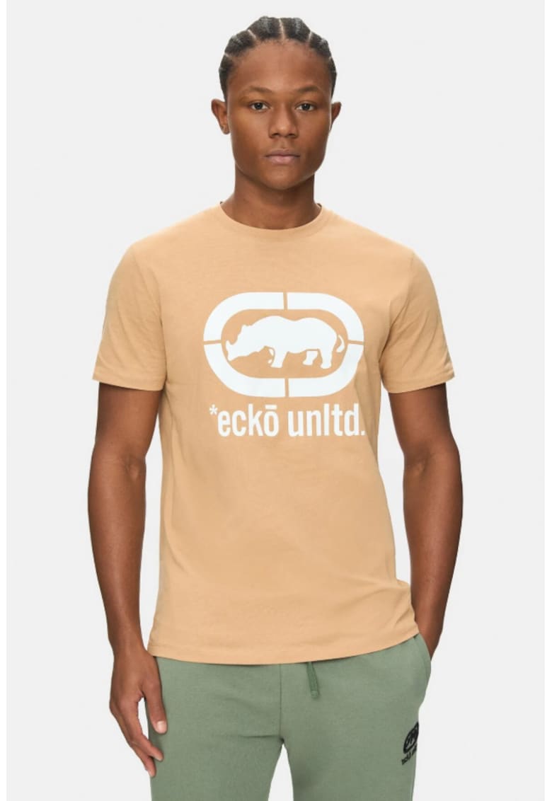 Tricou cu logo si decolteu la baza gatului - MARC - Gri