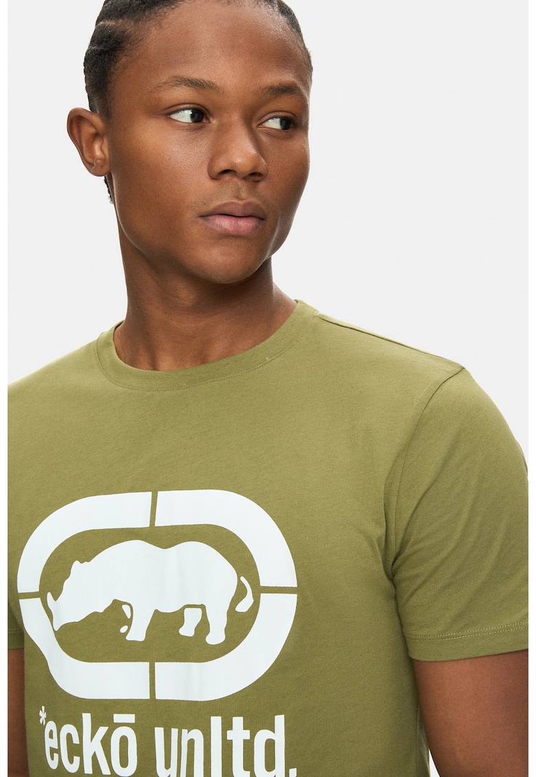 Tricou cu logo si decolteu la baza gatului - MARC - Gri