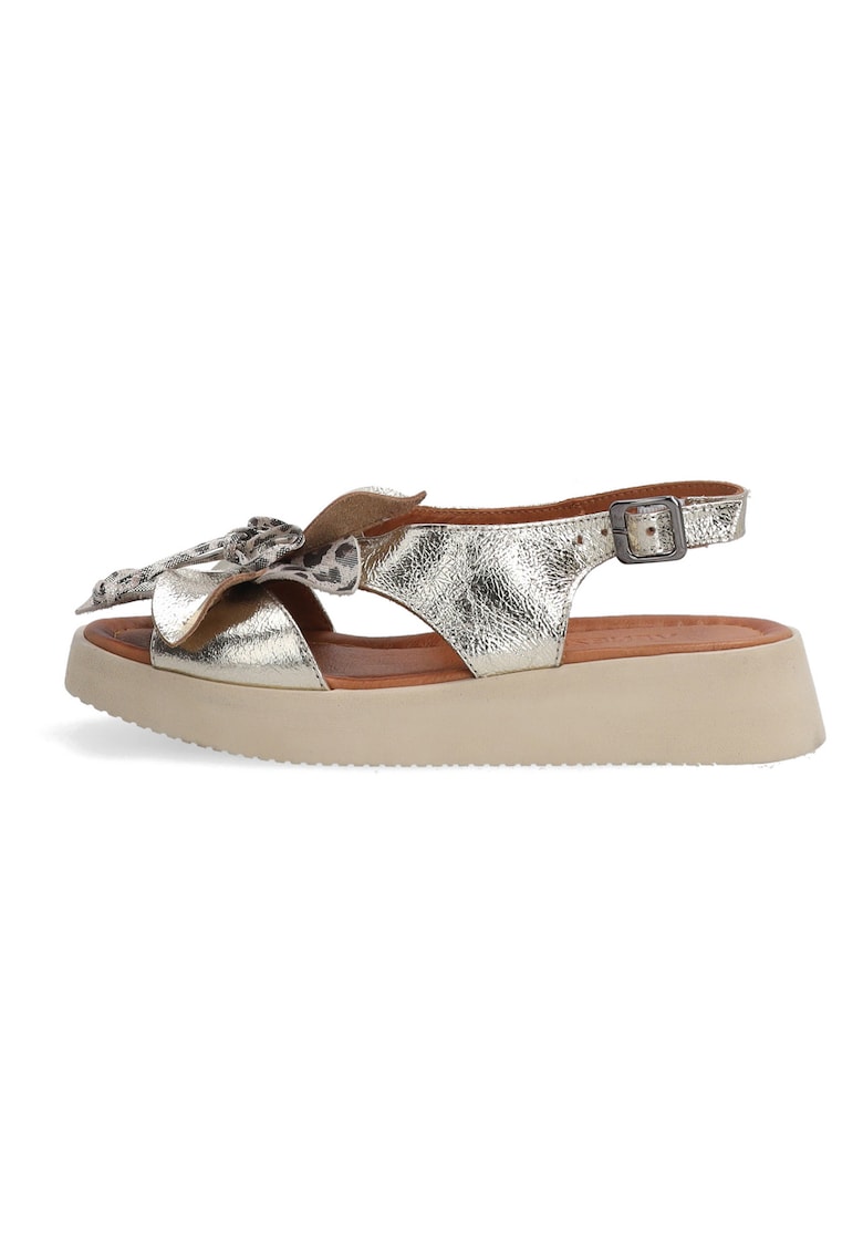 Sandale wedge din piele cu design floral