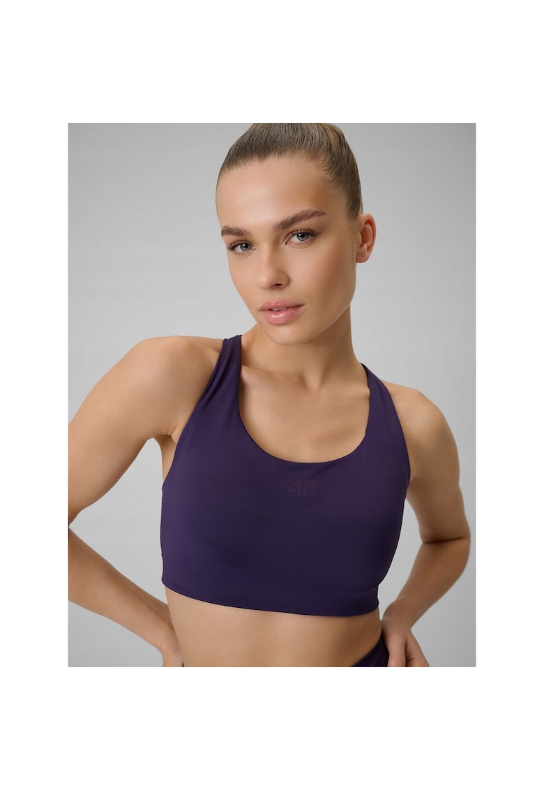 Bustiera sport dama - suport mediu - tehnologie 4F Dry - violet inchis