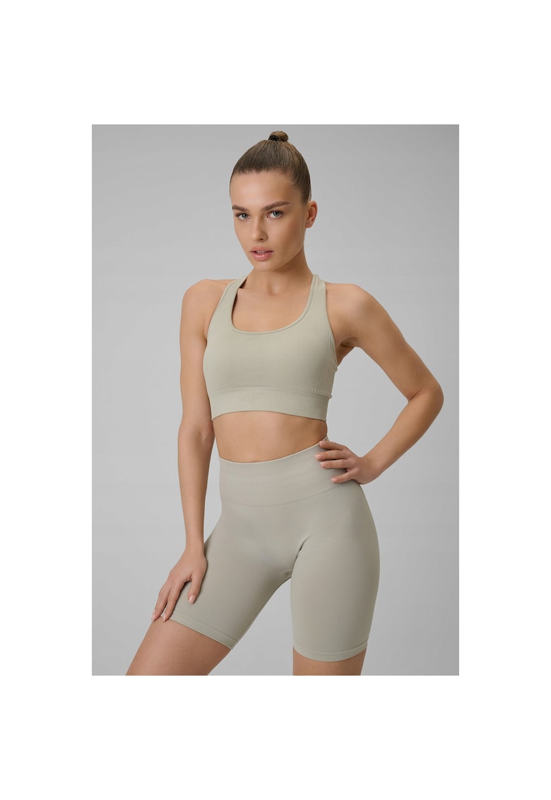 Bustiera sport dama - fara cusaturi - tehnologie 4F Dry - bej