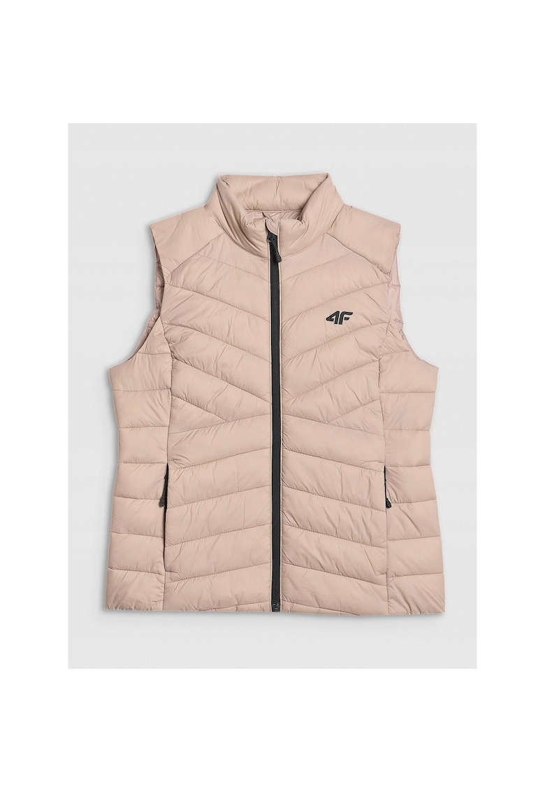 Vesta sport dama impermeabila - bej - izolatie usoara - matlasare zig-zag - poliester