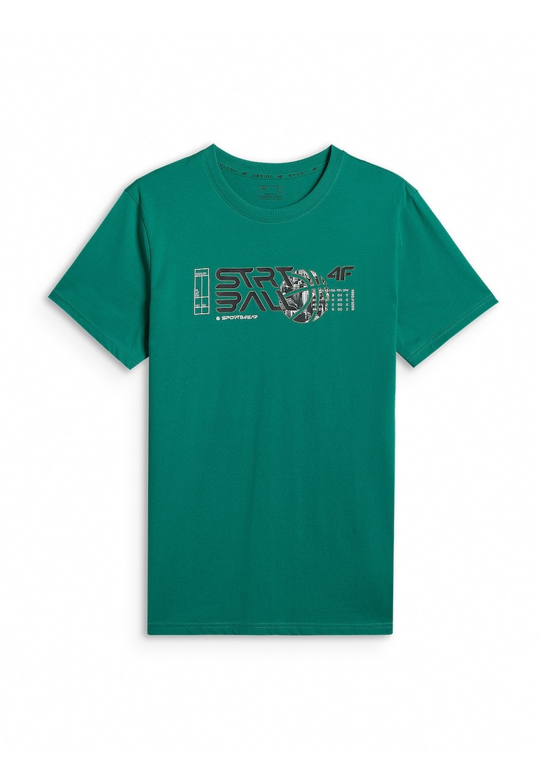 Tricou barbati - verde - regular - cu imprimeu