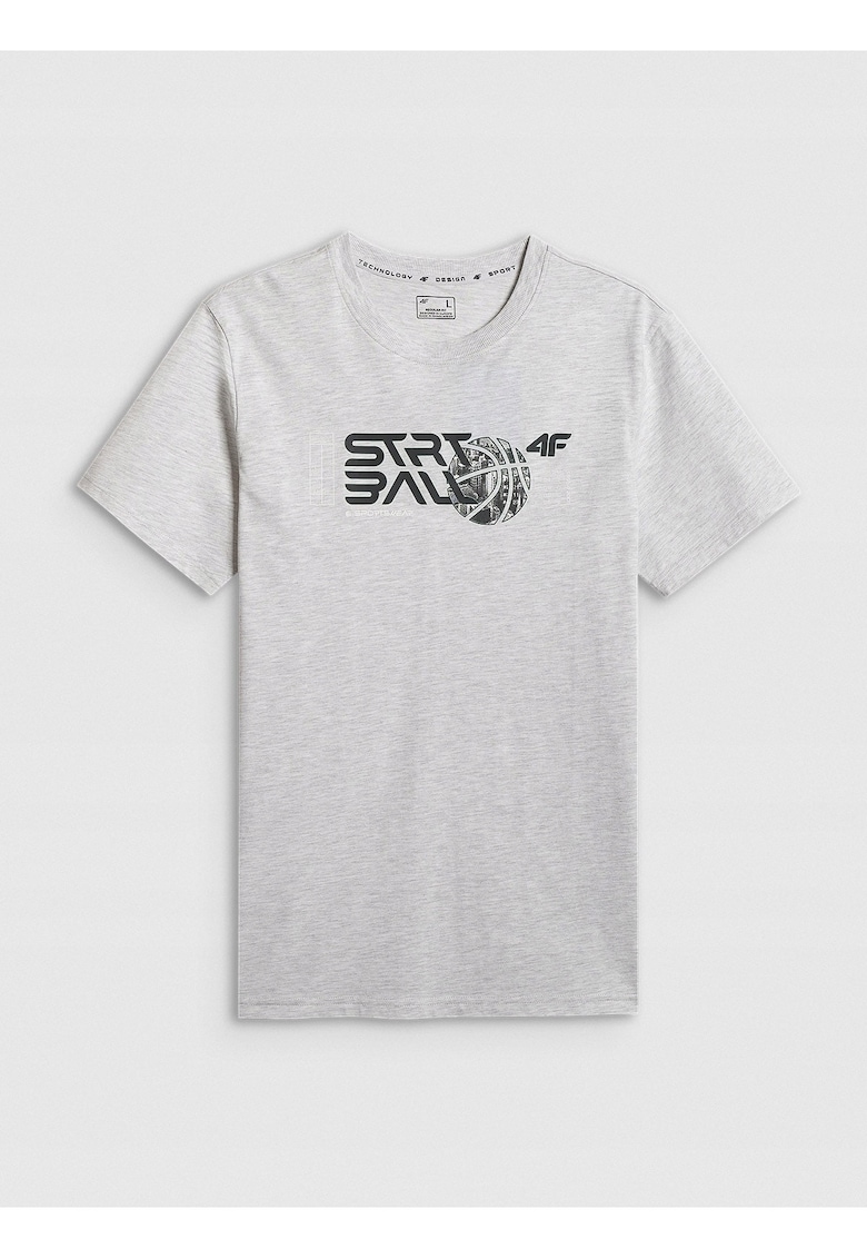 Tricou barbati - gri - regular - cu imprimeu