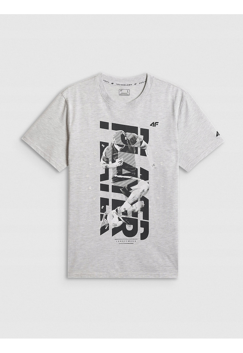 Tricou barbati gri regular cu imprimeu