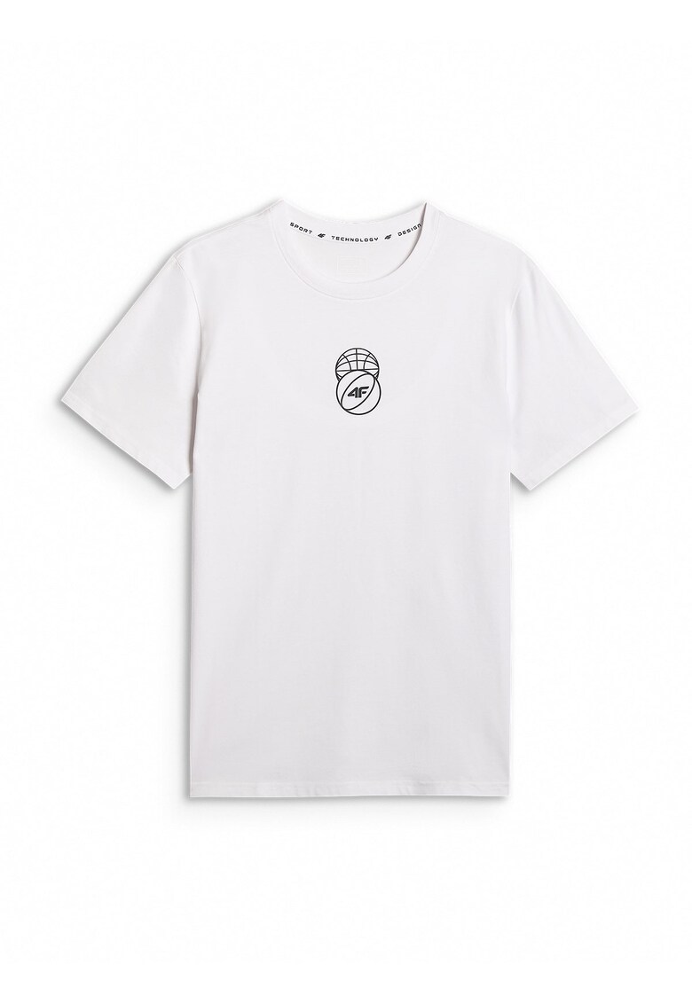 Tricou barbati bumbac - alb regular cu imprimeu - confortabil