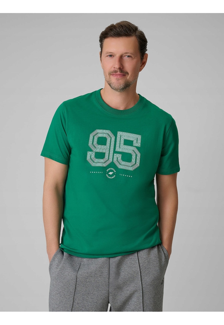 Tricou barbat - verde - bumbac - regular - imprimeu - Verde