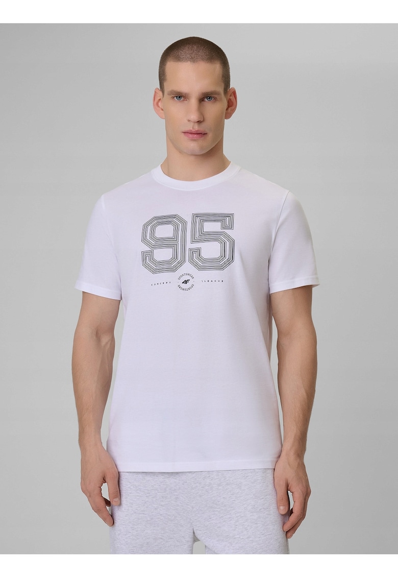 Tricou barbati alb din bumbac - regular - cu imprimeu