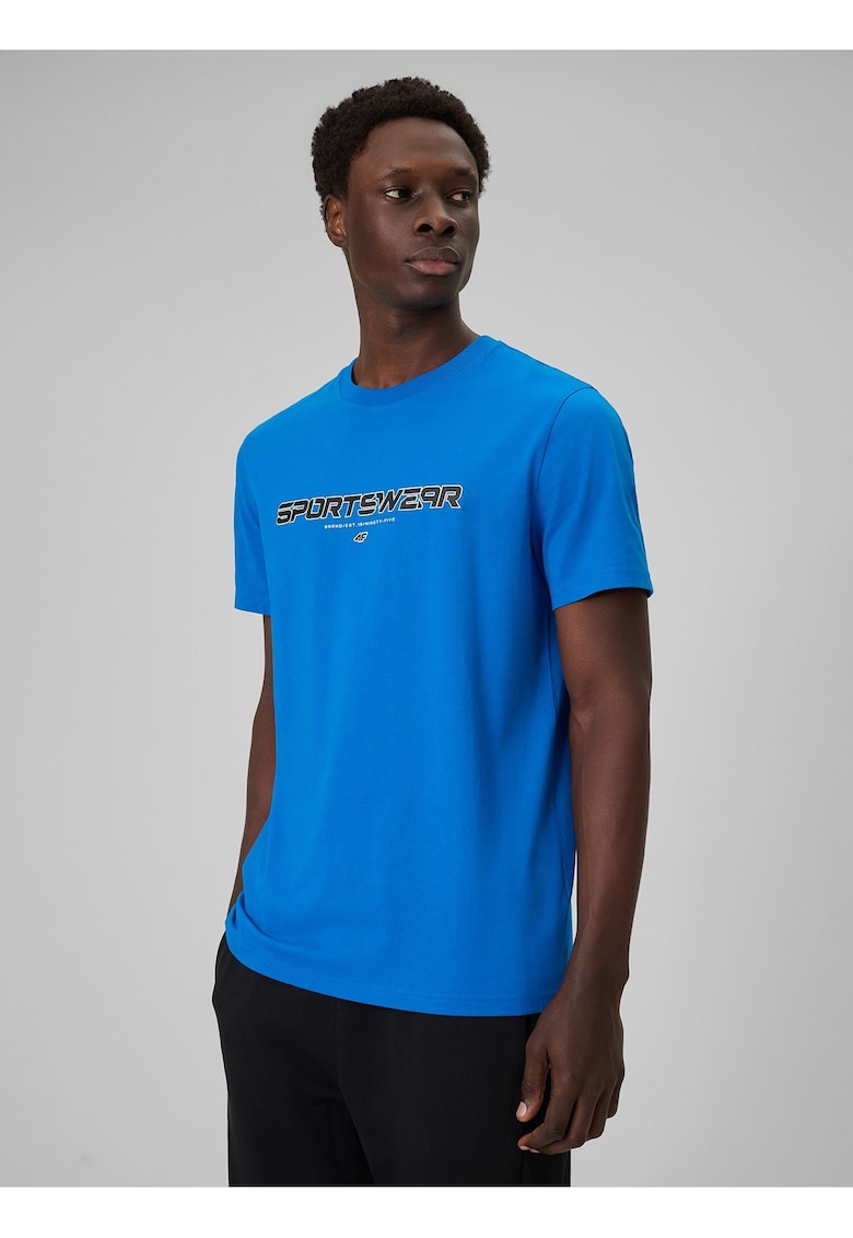 Tricou barbati albastru - bumbac - imprimeu - croiala lejera