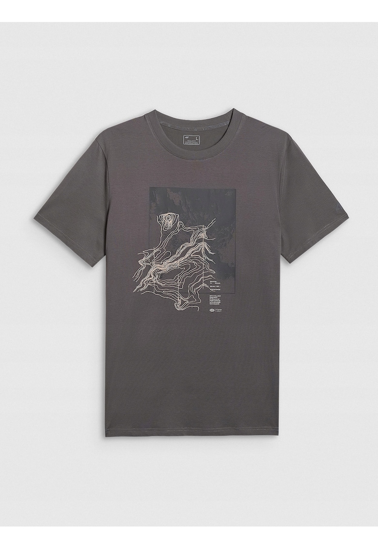 Tricou barbati bumbac - gri - regular - cu imprimeu