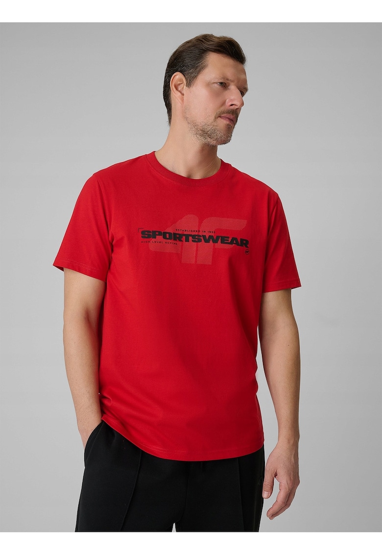 Tricou barbati rosu - regular - imprimeu - bumbac