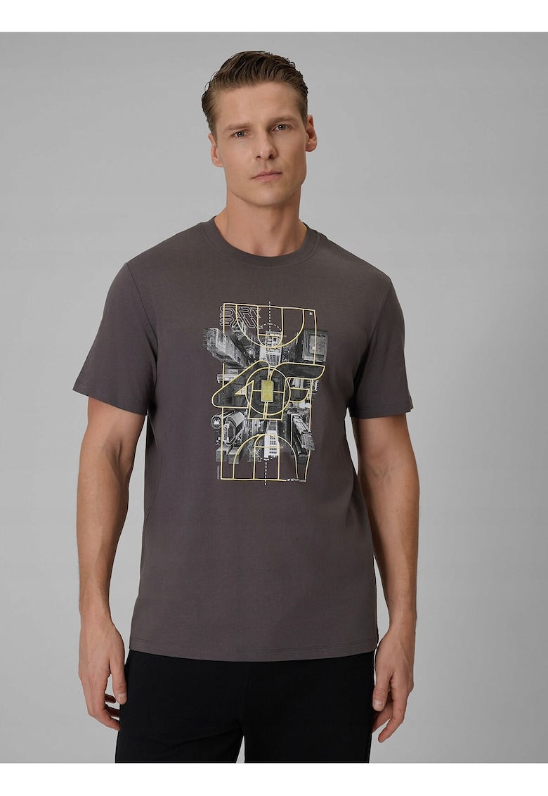 Tricou barbati gri cu imprimeu - Gri