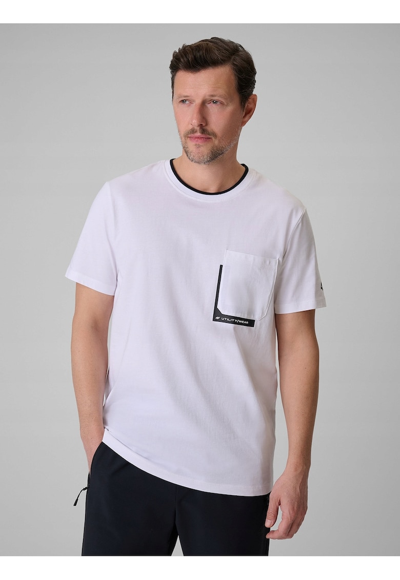 Tricou barbat alb regular cu imprimeu - bumbac