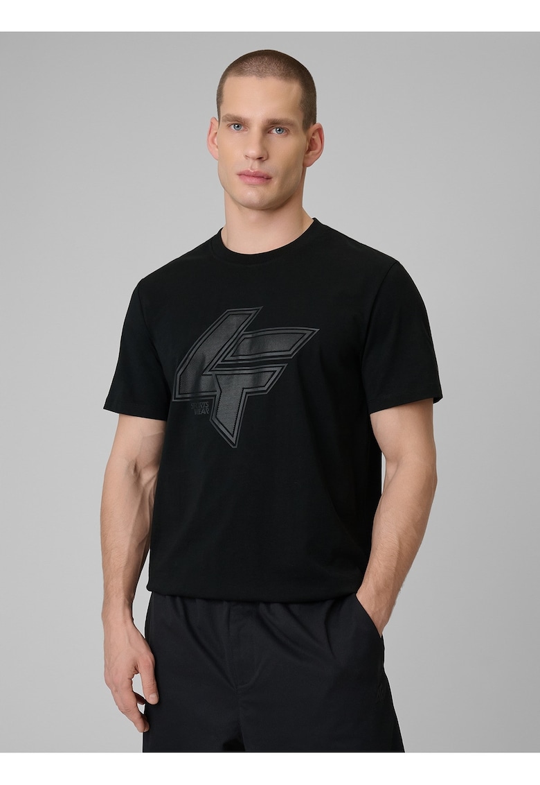 Tricou barbatesti negru - regular - imprimeu - bumbac