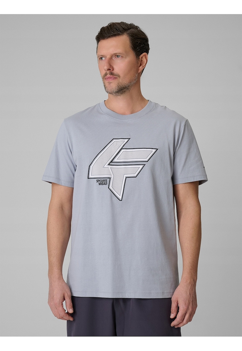 Tricou barbatesc gri - bumbac - croiala lejera