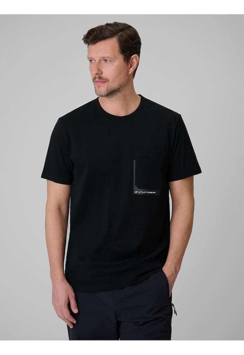 Tricou barbati negru - bumbac - imprimeu - croiala lejera