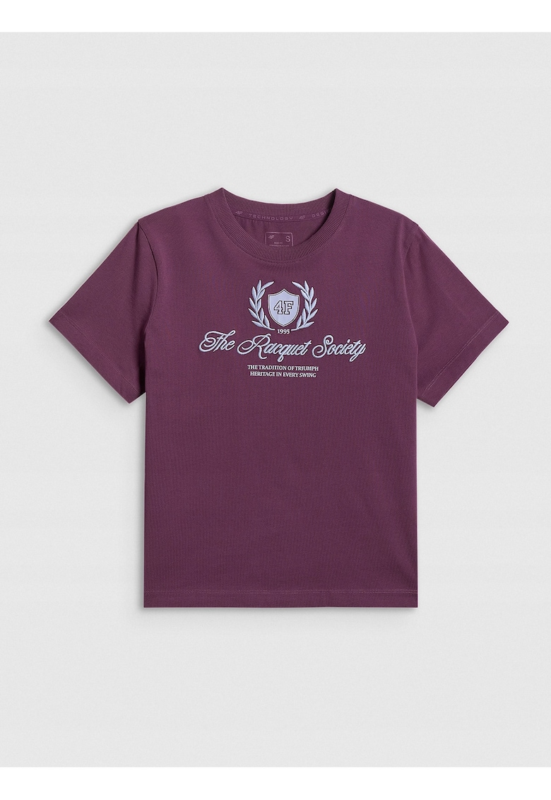 Tricou dama bumbac - cu imprimeu - visiniu
