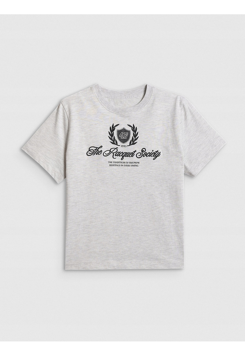 Tricou dama bumbac - imprimeu - Negru/Gri
