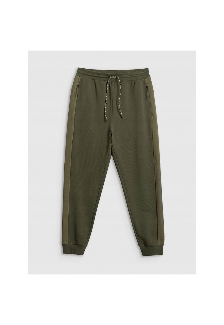 Pantaloni sport barbati - jogger - khaki - material gros - talie ajustabila