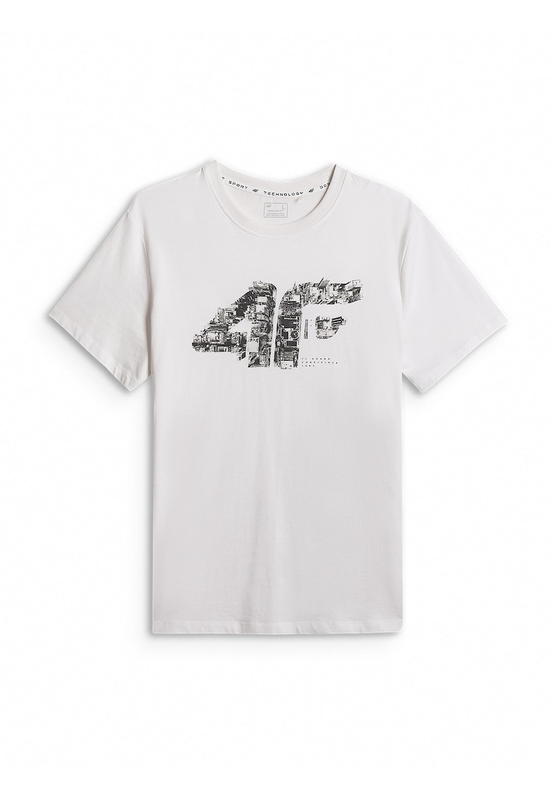 Tricou barbati alb - bumbac - imprimeu - croiala lejera - decolteu rotund