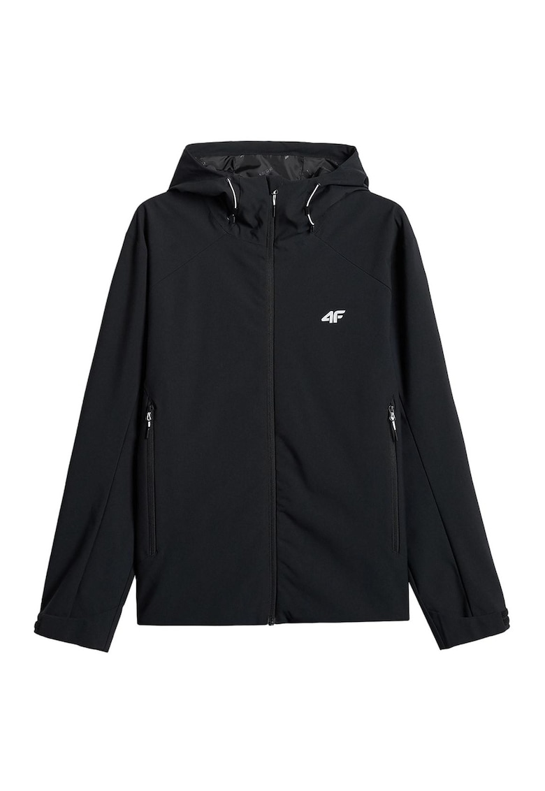 Jacheta sport neagra - impermeabila - cu gluga ajustabila - pentru barbati -