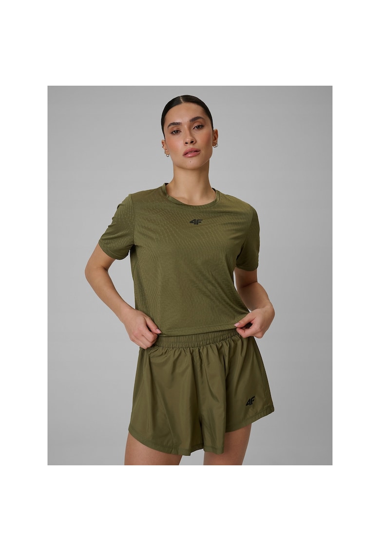 Tricou sport dama - cropped - verde maslin - uscare rapida