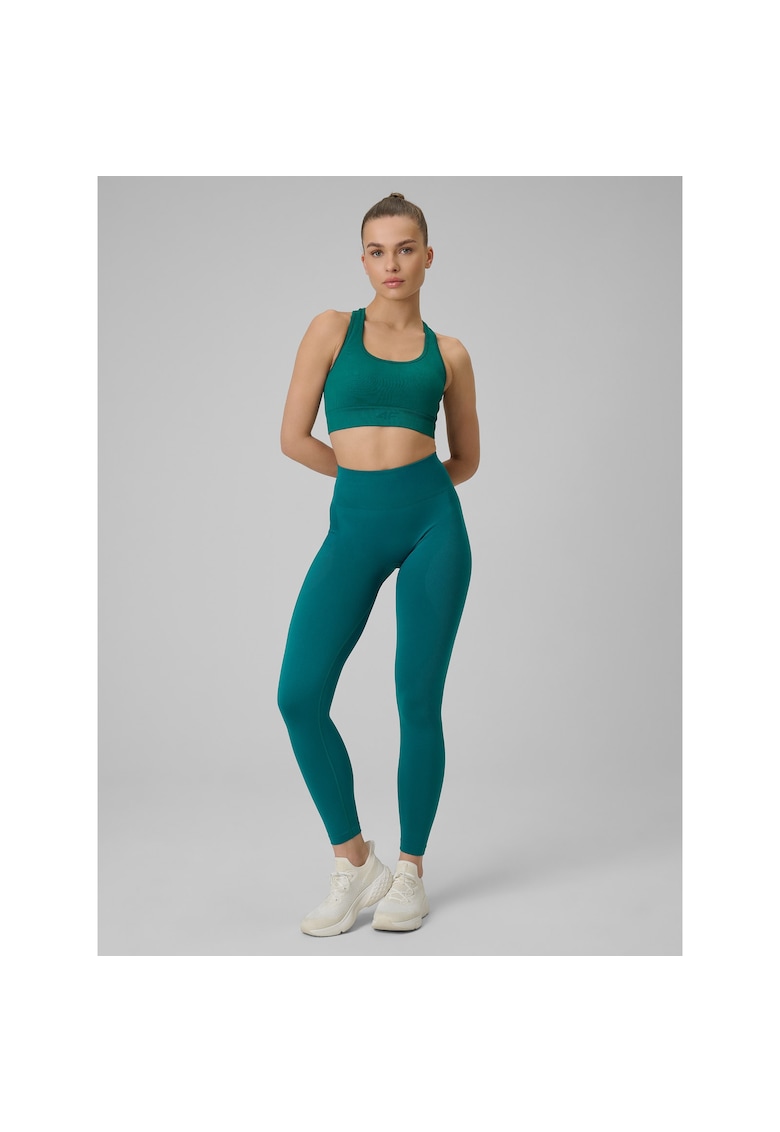 Pantaloni sport dama colanti antrenament - turcoaz - fara cusaturi