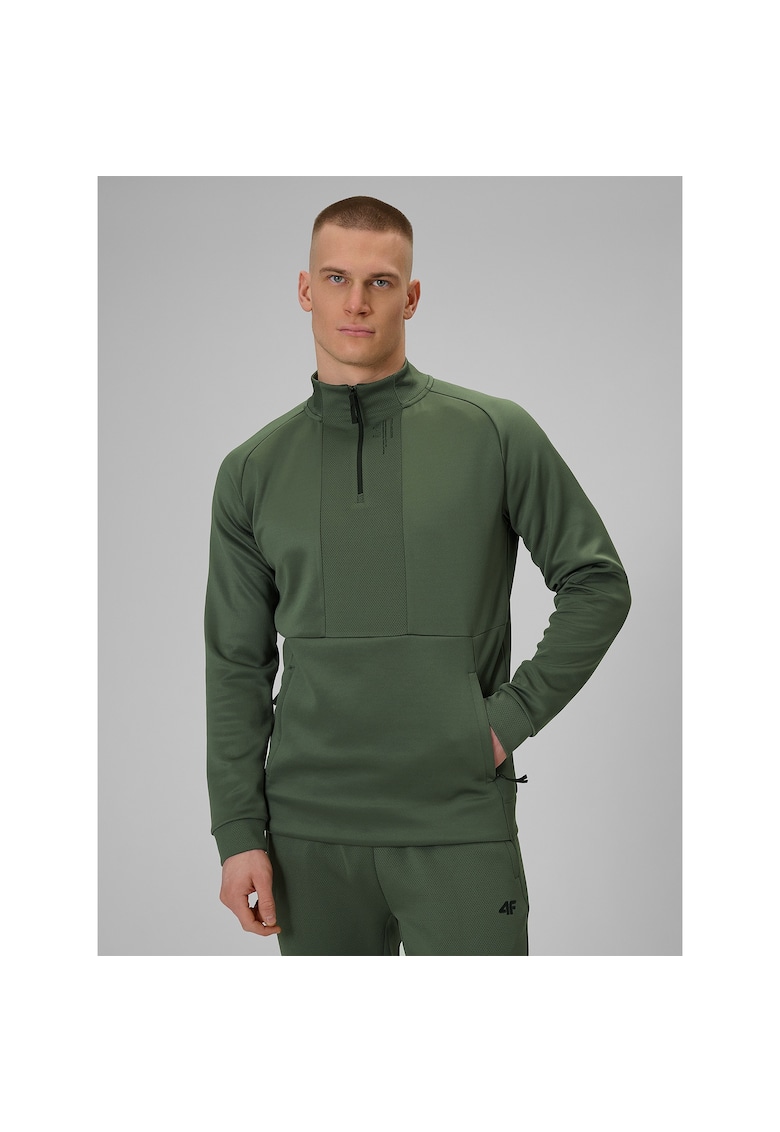 Hanorac sport barbati uscare rapida - guler inalt - kaki